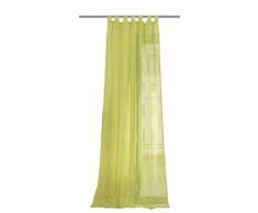 Home Fashion 48338-874 Schlaufenschal Blätterranke, Voile Bedruckt, 245 x 140 cm,apfelgrün