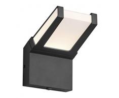 Trio Leuchten LED Wandleuchte Gambia 223669142, Aluminium Anthrazit, Acryl weiß, inkl. 1 x 10.5 Watt LED, Dämmerungssensor