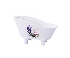 Landhaus Vintage Badset Lavendel Badezimmer Zubehör Set Seifenspender Wc Bürste Keramik (Dekor Badewanne)