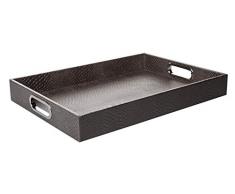 SIGNATURE HOME COLLECTION Tablett mit Griffen, Kunstleder, Taupe, 45 x 33 x 6 cm