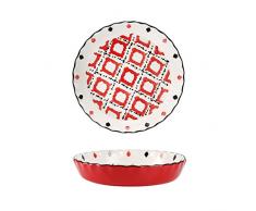 OISII Runde Backform aus Porzellan, Blumenmuster, 25.4 cm (GRÖSSE 2)