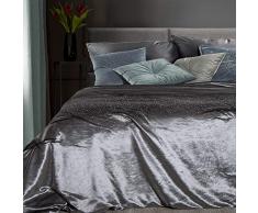 Eurofirany Tagesdecke Velvet Dicke Silber Blau Samt Bettdecke Glitzer Kristalle 1700x210 cm Überwurf Luxuriös Glamour Glänzend Weich Schimmernd Schlafzimmer Wohnzimmer, Kunststoff, 170x210 cm