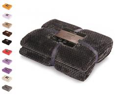 DecoKing 97335 Kuscheldecke 220x240 cm Graphit Decke Microfaser Wohndecke Tagesdecke Fleece weich sanft kuschelig skandinavischer Stil grau anthrazit Henry