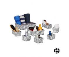 Relaxdays Aufbewahrungskorb 8er Set, Flechtoptik, Deko Körbchen, ineinander stapelbar, Korb Set, Kunststoff, weiß/grau