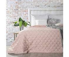 Eurofirany Schöne Tagesdecke Pastellfarben Bettüberwurf Zweiseitig Gesteppt Blau Cremig Beige Grau Stahl Zweifarbig Einfarbig (MEGI/rosa, 170 cm x 210 cm), Polyester