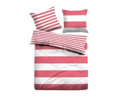 TOM TAILOR 0049769 Linon Bettwäsche Garnitur mit Kopfkissenbezug (Baumwolle) 1x 200x200 cm + 2X 80x80 cm, kirschrot
