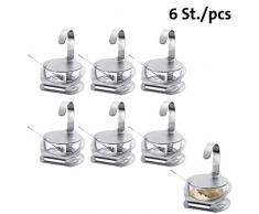 Westmark Parmesan-/Zuckertopf mit passendem Ständer und Löffel, 6 Stück, 3-tlg., Fassungsvermögen: je 150 ml, Glas/Rostfreier Edelstahl, Wien, Silber/Transparent, 651122E2