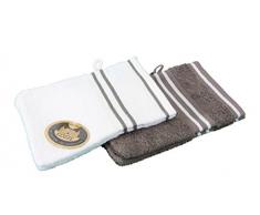 Gözze Waschhandschuh 4er-Set, 100% Baumwolle, 16 x 21 cm, Rio, Vollfarbig/Weißgrundig Taupe, 140-92-A1