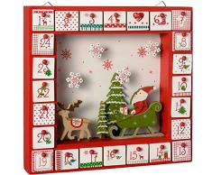 WeRChristmas Weihnachtsdekoration Holz Fenster Adventskalender, Mehrfarbig, 30 cm