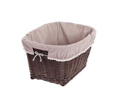 Wäschekorb aus Weide, Puff, Retro Wäschekorb, Vintage Stil, wengegrauer Korb mit einem Stoff besetzt, Kaminkorb, Spielzeugbehälter