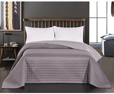 DecoKing Premium 11775 Tagesdecke Stahl 200 x 220 cm Stahl grau anthrazit Silber Bettüberwurf Kreisen zweiseitig pflegeleicht Salice