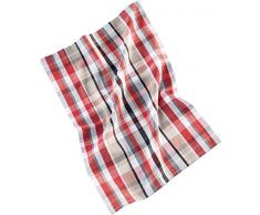 kela Geschirrtuch Tabea Cups im Karodesign dick 50x70cm aus Baumwolle, Weiß/Rot/Taupe, 50 x 60 x 1 cm