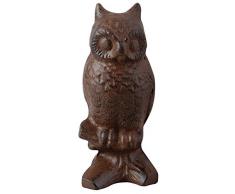 Esschert Design Gartenfigur, Skulptur Motiv Eule aus Gusseisen, Größe S, ca. 6,5 cm x 7,5 cm x 15 cm