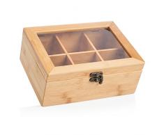 wenco Teebox mit 6 Fächern, 21,7 x 16 x 9 cm, Bambus, Hellbraun, 531269
