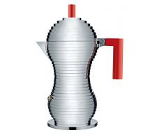 Alessi Pulcina MDL02/6 R Design Espressomachine aus Aluminiumguss und PA, 6 Tassen, rot