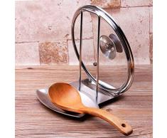 iPstyle Pfannendeckelhalter Progressive Deckel und Löffelablage Regal 304 Edelstahl Pfannendeckel Organizer Küche Dekor Werkzeug