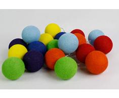 Cotton Ball Lights Regenbogen 50 LED Lichterkette mit USB Anschluss, Baumwolle, rot - orange - gelb - hell-grün - baby-blau - royales-blau - lila