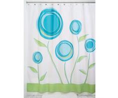 iDesign Marigold Duschvorhang | Designer Duschvorhang mit Ösen in der Größe 180,0 cm x 200,0 cm | mit kunstvollem Blumenmotiv | Polyester blau/grün