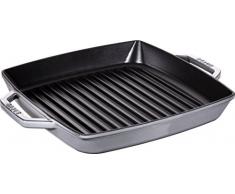 Staub 40511-684-0 Grillpfanne, rechteckige mit zwei Griffen, 28 cm, Gusseisen, grau