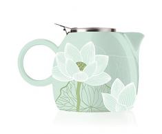 Teekanne PUGG aus Keramik von Tea Forté im Set mit einem Teesieb für Losen Tee und einem Deckel, Lotus