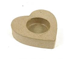 Décopatch AC688O Kerzenhalter herzförmig aus Pappmaché, 8,5 x 8,5 x 2 cm, zum Verzieren, perfekt für Ihre Wohndeko, kartonbraun