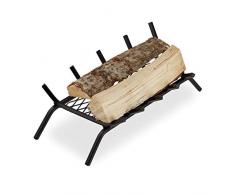 Relaxdays, schwarz Kaminrost, eckig, Stahl, Kamin & Grillkamin, massiv & robust, Feuerrost mit Füßen, HBT: 16x58x28 cm, 16 x 58 x 28 cm