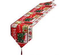 Chengu Weihnachten Tischläufer Leinen Dekorative Tischdecke mit Quasten für Weihnachtsessen Party Haus Dekorationen (Stil 2)