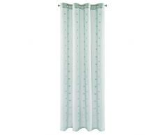 Eurofirany Benay Gardine Vorhang Glatt Transparent Ösen 140x250 cm Herzen Durchsichtig Herzchen Hochwertig Schlafzimmer Wohnzimmer, 100% Polyester, Mint + Silber, 140X250cm