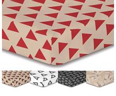 DecoKing Premium 94327 200x220 cm Spannbettlaken Steg 30 cm braun beige Cappuccino rot geometrisches Muster Spannbetttuch Microfaser Bettwäschegarnituren Hypnosis Collection Triangles 1