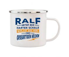 History & Heraldry Echter Kerl Emaille Becher, Ralf, Mehrfarbig