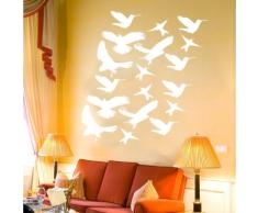 INDIGOS WG30493 Wandtattoo w493 Vögel Wandaufkleber 120 x 114 cm, weiß