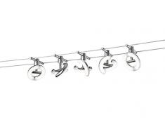 Trio Leuchten LED Seilsystem Avignon 777710506, Metall, Kunststoff chromfarbig / weiß, 5 x 4.1 Watt