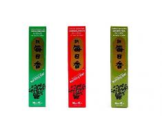 Nippon Kodo Morning Star Räucherstäbchen Bundle von 3 x 50 Sticks Boxen Cedarwood, Sandalwood, Green Tea