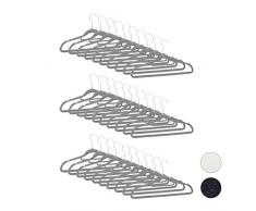Relaxdays XXL Kleiderbügel Set, Samtbügel mit Hosenstange, Krawattenhalter, rutschfest, drehbar, großes 30er Pack, grau