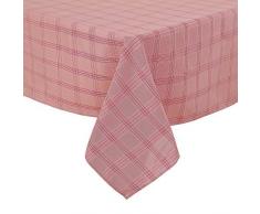Deconovo Leinenoptik Tischdecke Wasserabweisend Esszimmer, Polyester, Rot Weiß, 130x220
