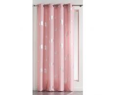 Douceur DIntérieur - 1605122, Vorhang Mit Osen , 140 X 260 Cm , Plumette , Polyester Bedruckt Silber , Rosa