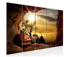 Bilder Landschaft Wandbild 200 x 80 cm Vlies - Leinwand Bild XXL Format Wandbilder Wohnzimmer Wohnung Deko Kunstdrucke Braun 5 Teilig - MADE IN GERMANY - Fertig zum Aufhängen 607655b