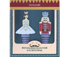 KitchenCraft KCXMWST2PK Flaschenverschluss aus der Nussknacker-Kollektion, Silikon, Mehrfarbig