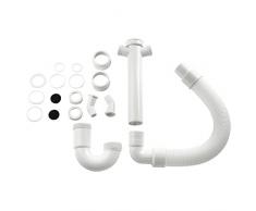 Xavax Flexibler Röhrensiphon (für Küchenspüle, Waschmaschine und Spülmaschine, 1 1/2 Zoll, 2 Siphon-Geräteanschlüsse 1 Zoll (2,54 cm) und 2 Geruchsverschlüsse) weiß