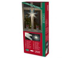 Konstsmide 2982-400 Blauer Papierstern, perforiert und blau bestickt, 78x78cm / für Innen (IP20) / 230V Innen / ohne Leuchtmittel / mit an/aus Schalter / weißes Kabel