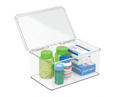 InterDesign Med+ Medizinschrank, Aufbewahrung von Flaschen, Verbandszeug, Pflaster, Salben-Groß, Durchsichtig, Transparent