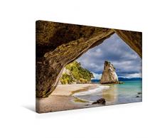 Calvendo Premium Textil-Leinwand 45 cm x 30 cm quer, Cathedral Cove - Neuseeland | Wandbild, Bild auf Keilrahmen, Fertigbild auf echter Leinwand, Leinwanddruck Orte Orte