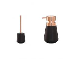 Sealskin Toilettenbürste Conical, WC-Garnitur aus Porzellan, Farbe: Schwarz + Seifenspender Conical, Porzellan, Farbe: Schwarz