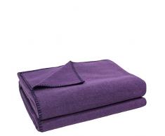 Soft-Fleece-Decke – Polarfleece-Decke mit Häkelstich – flauschige Kuscheldecke – 180x220 cm – 490 aubergine – von ’zoeppritz since 1828’