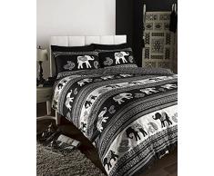 DE CAMA Empire Indischer Elefant Bettwäscheset, Bettbezug Bettwäscheset, schwarz, Doppelbett