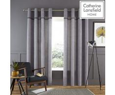Catherine Lansfield Melville Woven Texture Ösenvorhang, Baumwolle, grau, 46 Wide x 72 Drop (117x183cm)