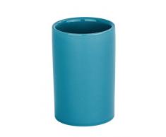 WENKO Zahnputzbecher Polaris, hochwertiger Zahnbürstenhalter für Zahnbürste und Zahnpasta aus edler Keramik, Ø 7,5 x 11,2 cm, Petrol