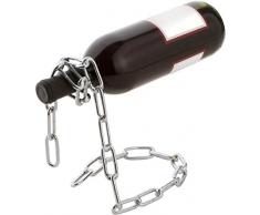 Fantasee Weinflaschenhalter mit Kette aus Edelstahl, Geschenk für Küche und Zuhause Silber