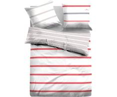 TOM TAILOR 0069941 Satin Bettwäsche Garnitur mit Kopfkissenbezug (Baumwolle) 1x 135x200 cm + 1x 80x80 cm, Koralle