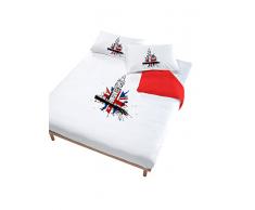 Digital cp-dig-2p Bettbezug, 100% Baumwolle, Doppelbett 714 LONDON (250 x 200 cm + 2/52 x 82 cm) rot